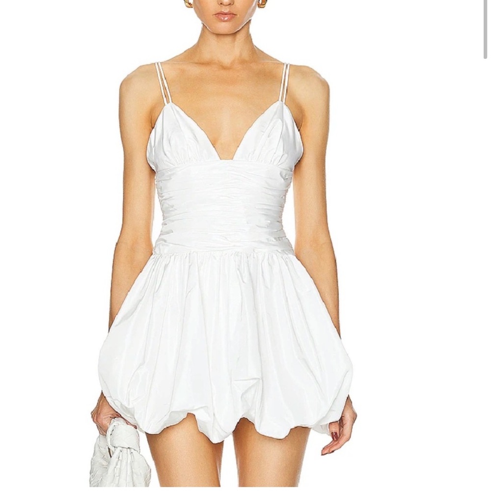 Staud Loren Mini Bubble Dress White